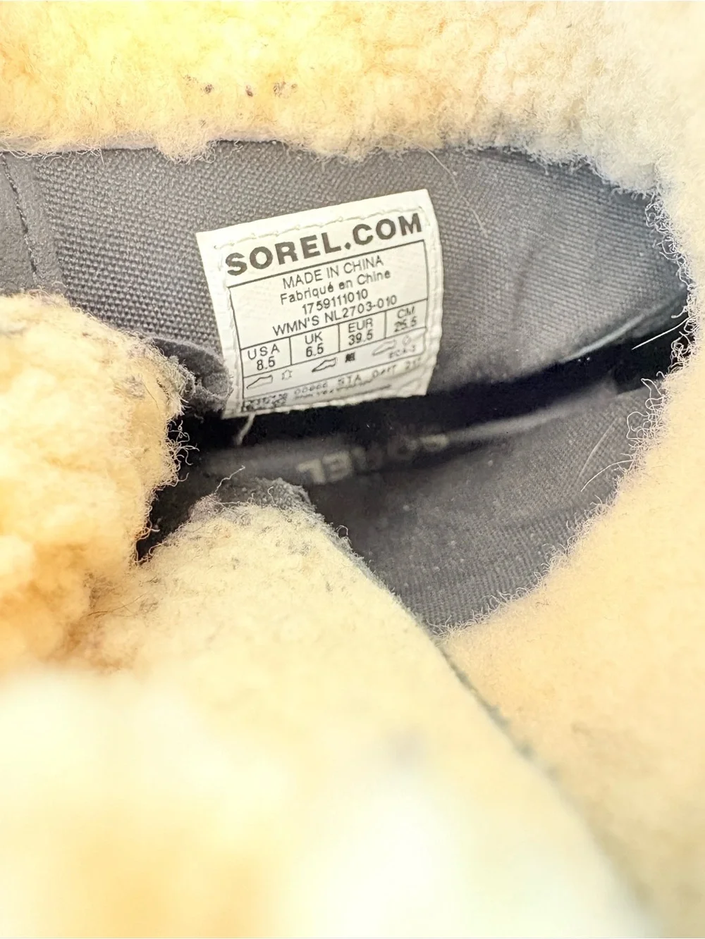 Sorel Joan of Arctic Wedge II Shearling Boots Black Leather Womens 8.5 NL2703